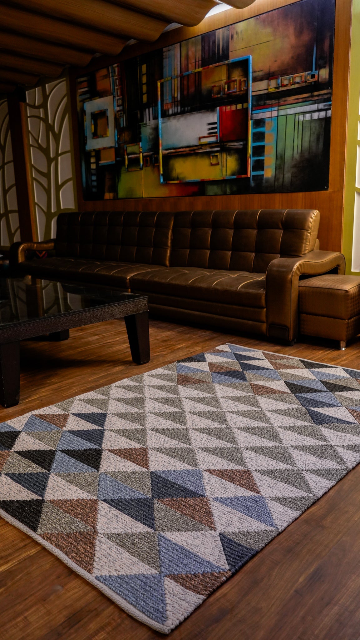 Modern Mosaic Hand-Woven Polypropylene Indoor-Outdoor Rug