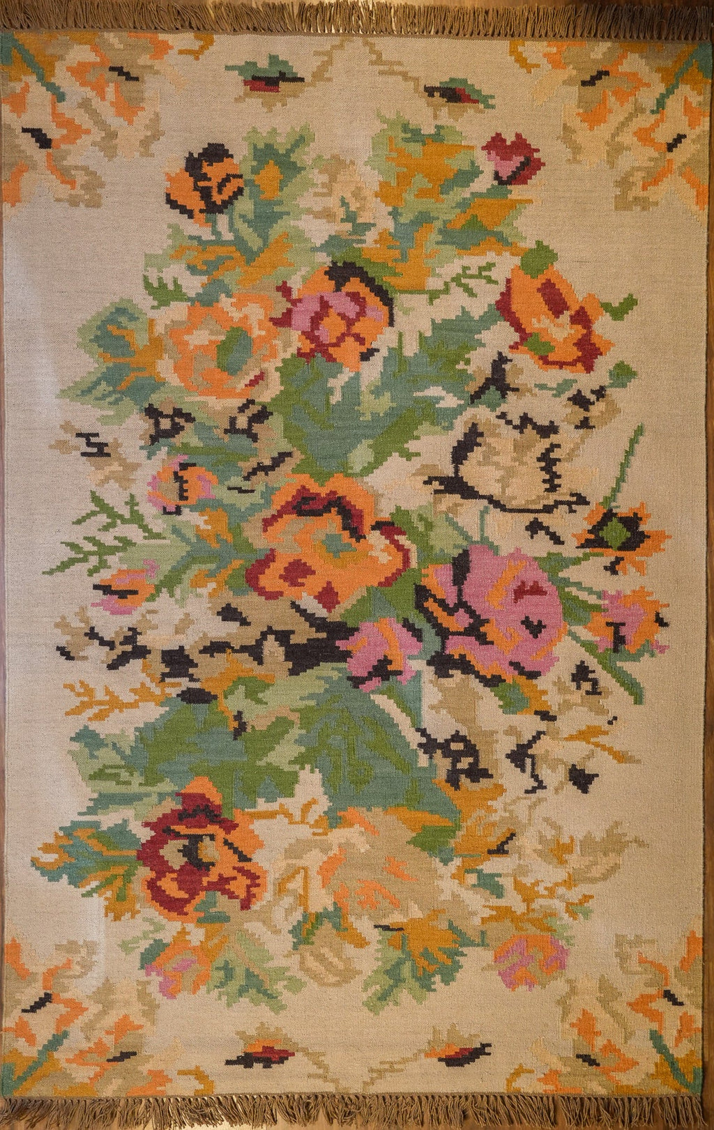 Whispers of Spring Hand-Woven Woolen Kilim Rug