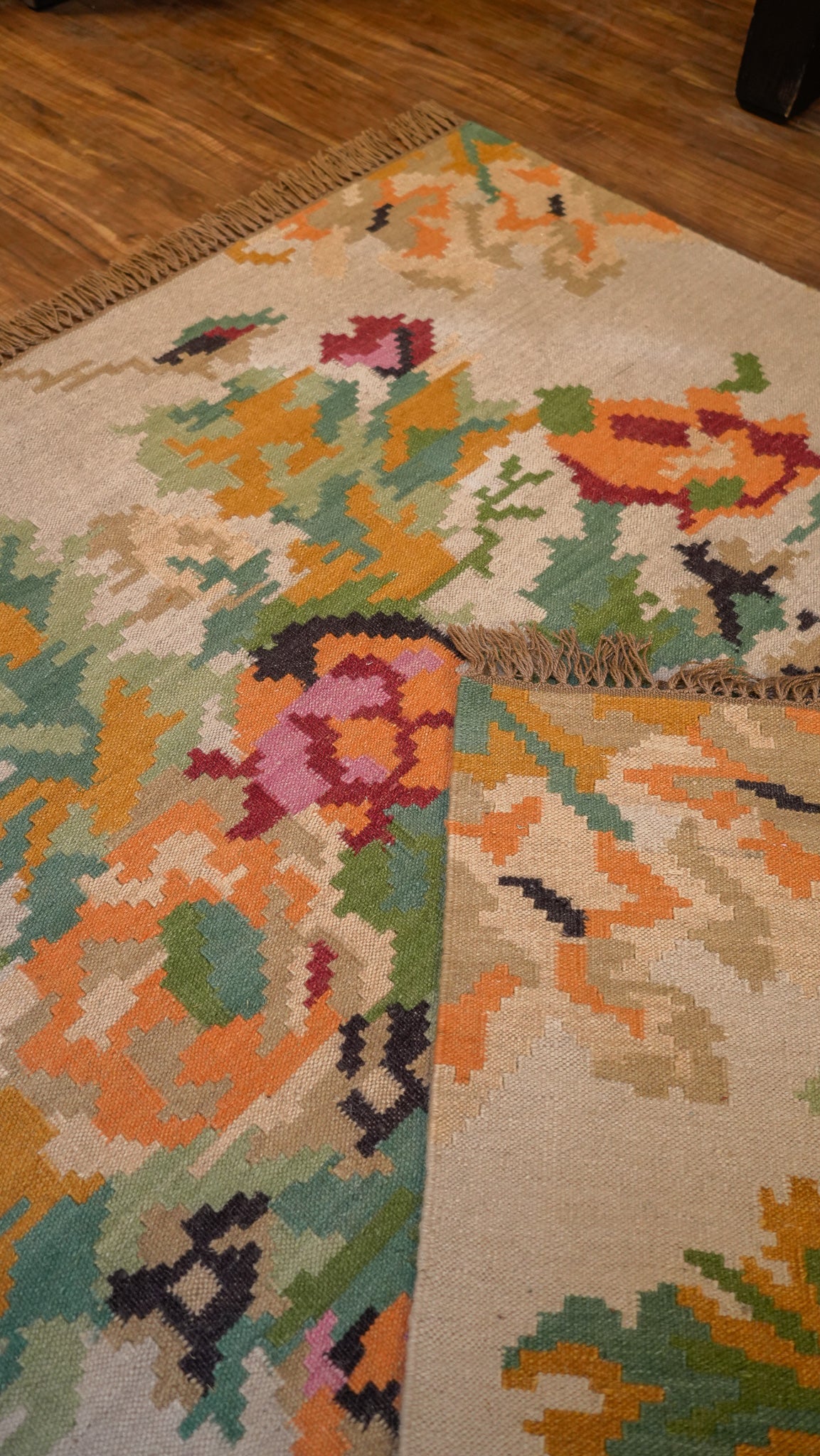 Whispers of Spring Hand-Woven Woolen Kilim Rug