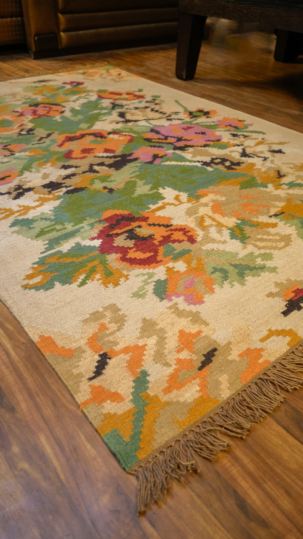Whispers of Spring Hand-Woven Woolen Kilim Rug