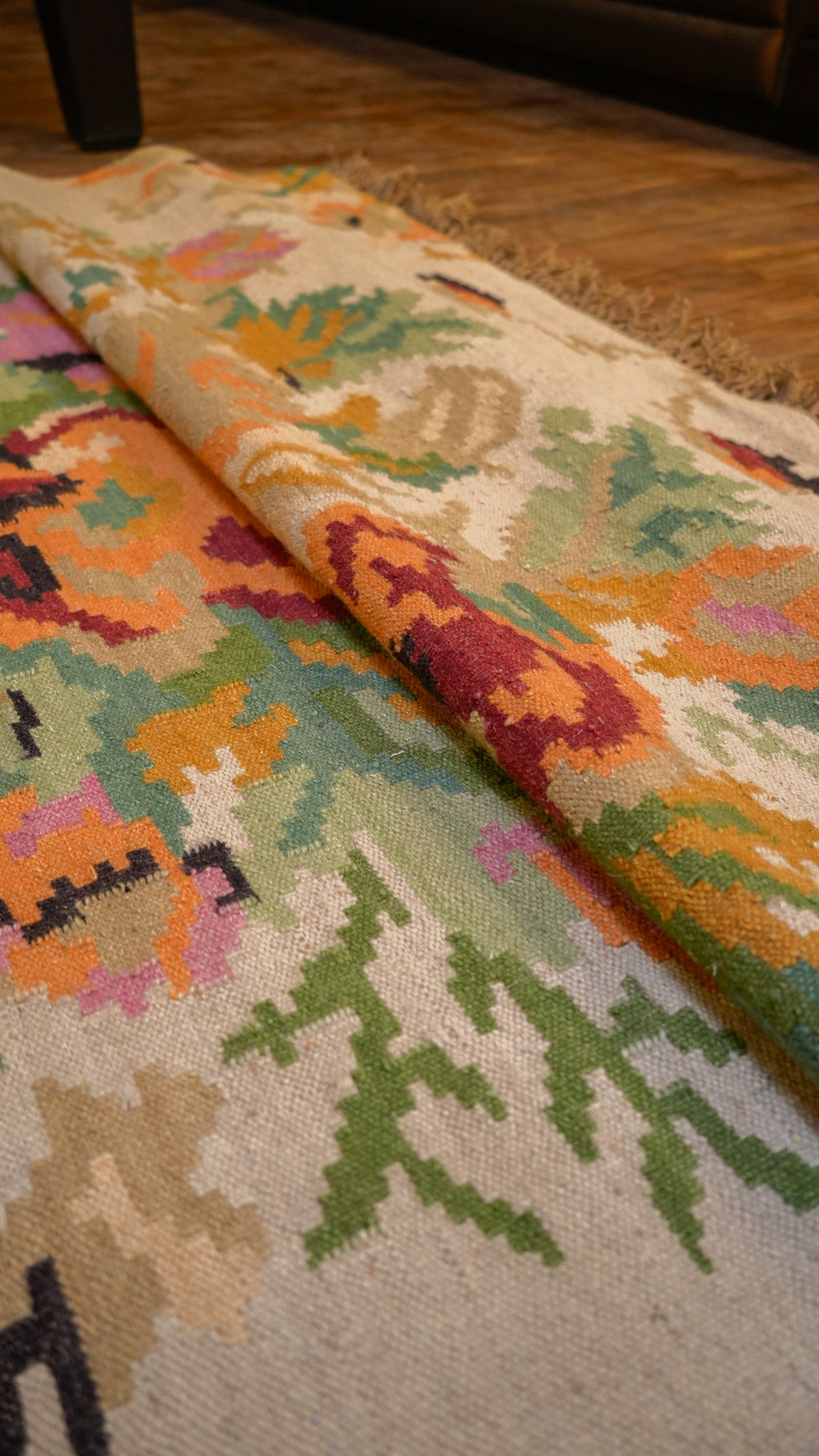 Whispers of Spring Hand-Woven Woolen Kilim Rug
