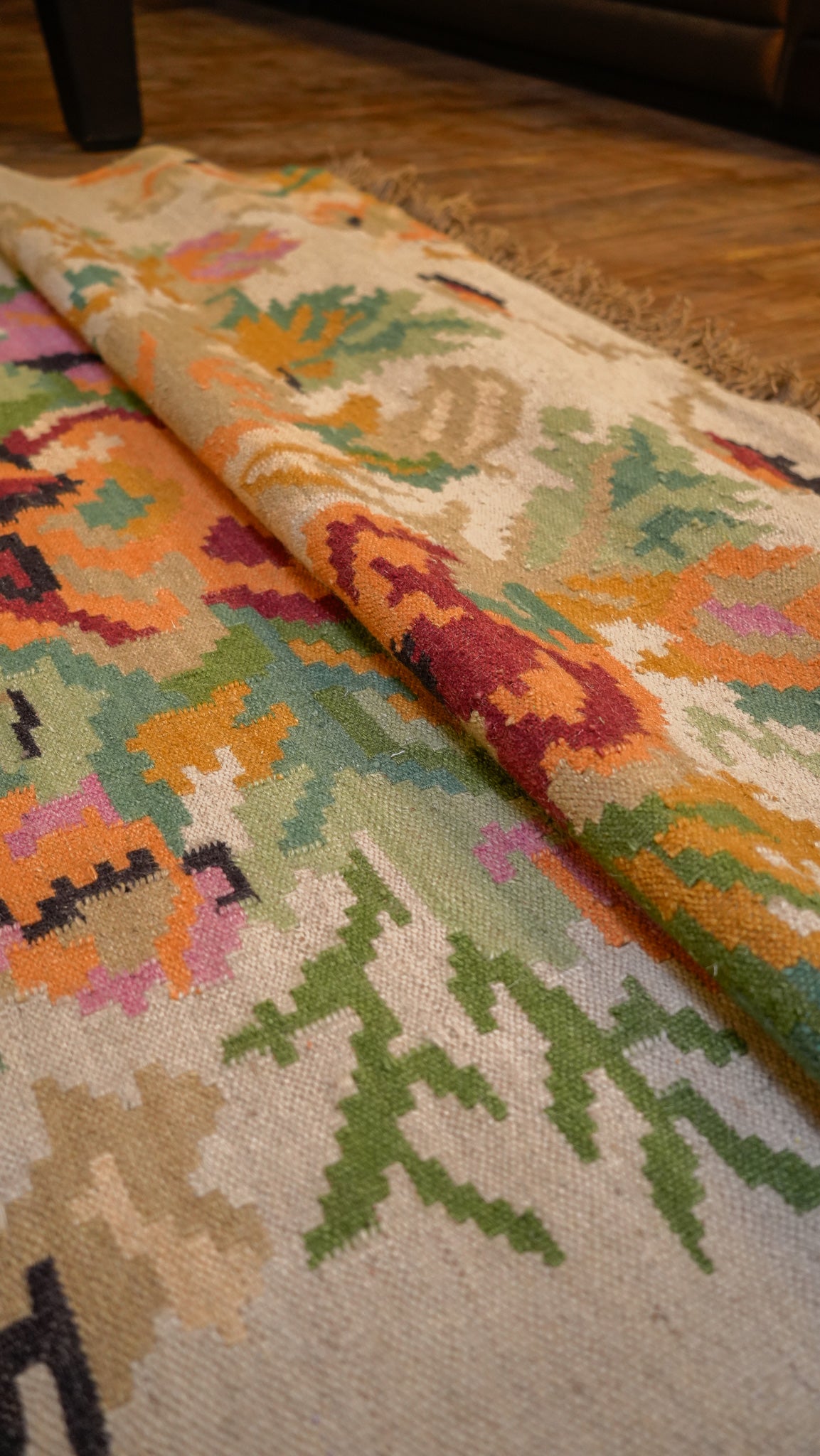 Whispers of Spring Hand-Woven Woolen Kilim Rug