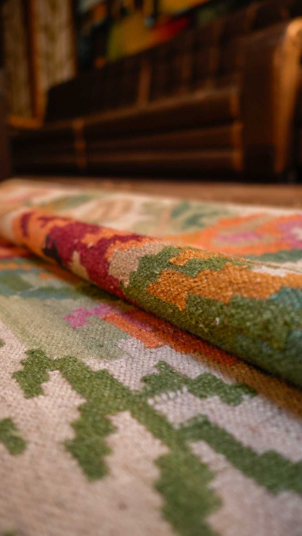 Whispers of Spring Hand-Woven Woolen Kilim Rug