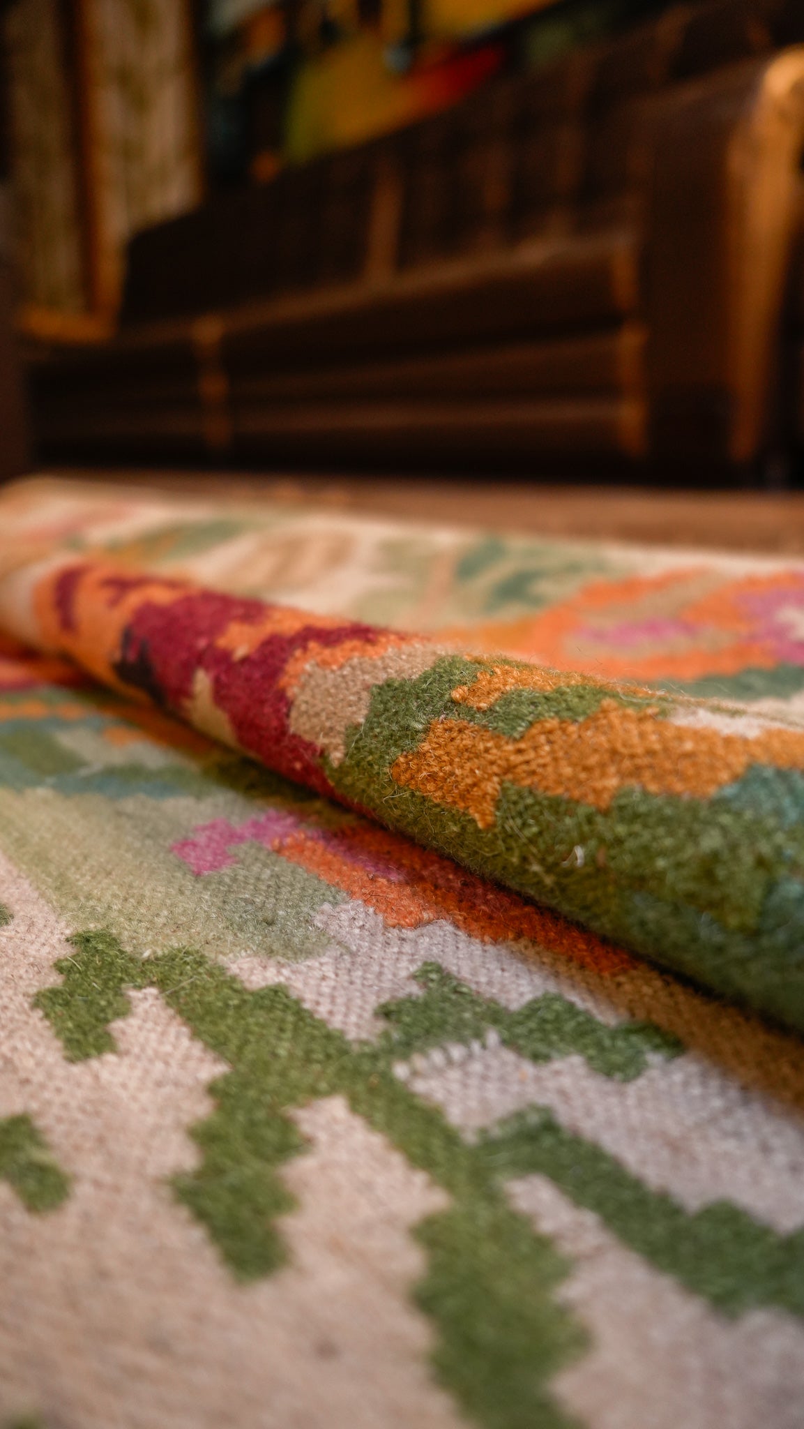 Whispers of Spring Hand-Woven Woolen Kilim Rug