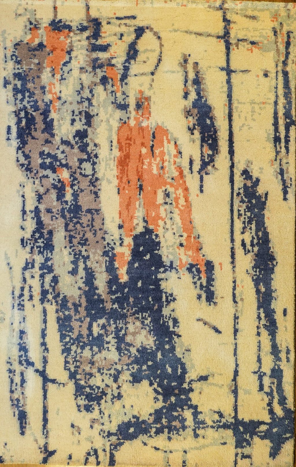 Abstract Horizon Hand-Knotted Woolen Carpet