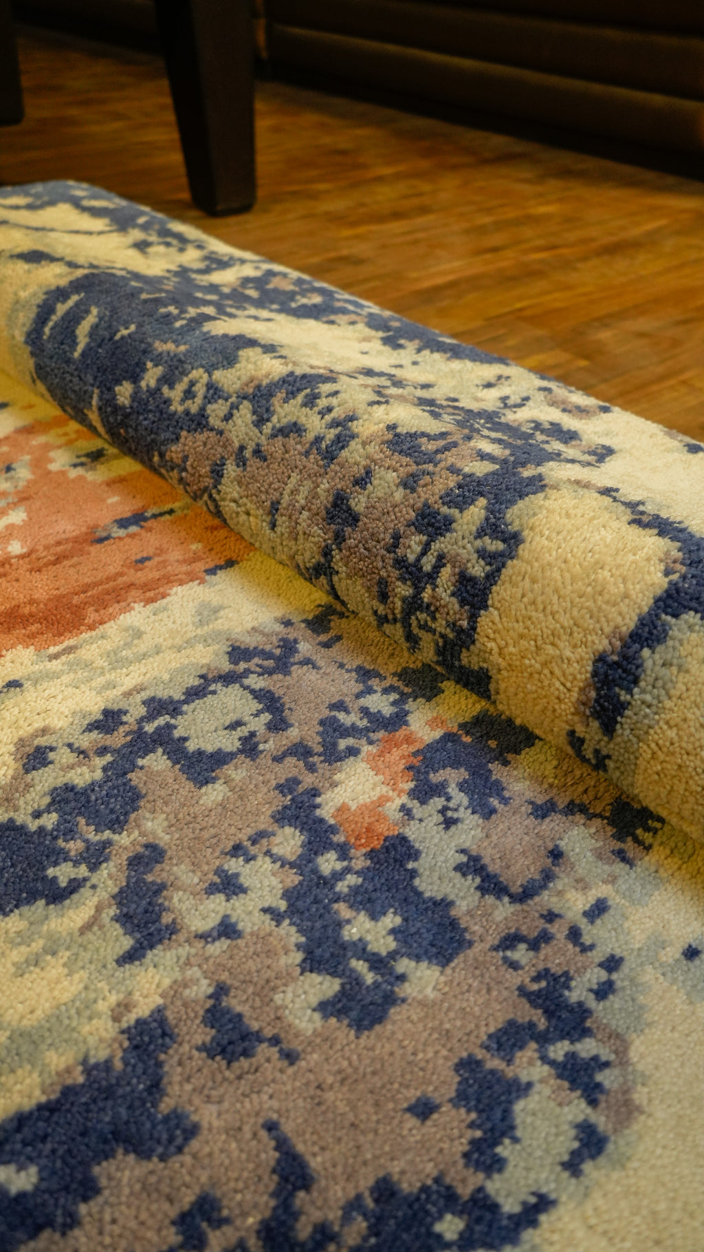 Abstract Horizon Hand-Knotted Woolen Carpet