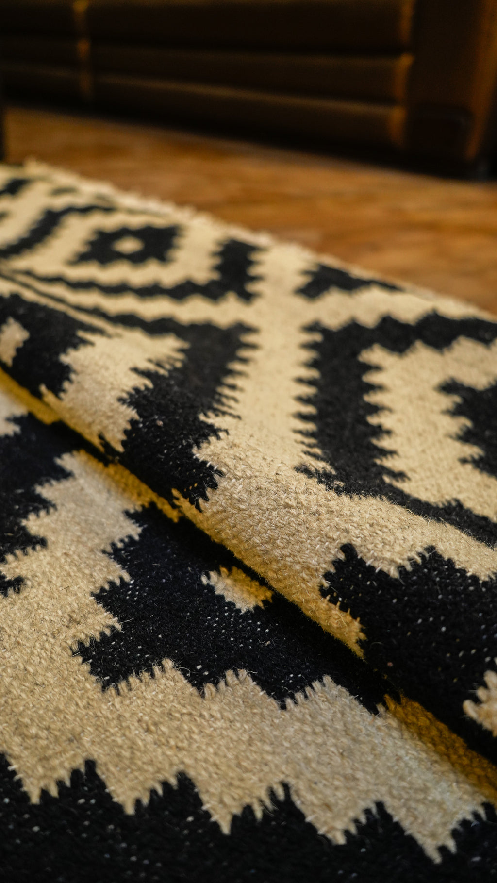 Monochrome Maze Hand-Woven Woolen Kilim Rug