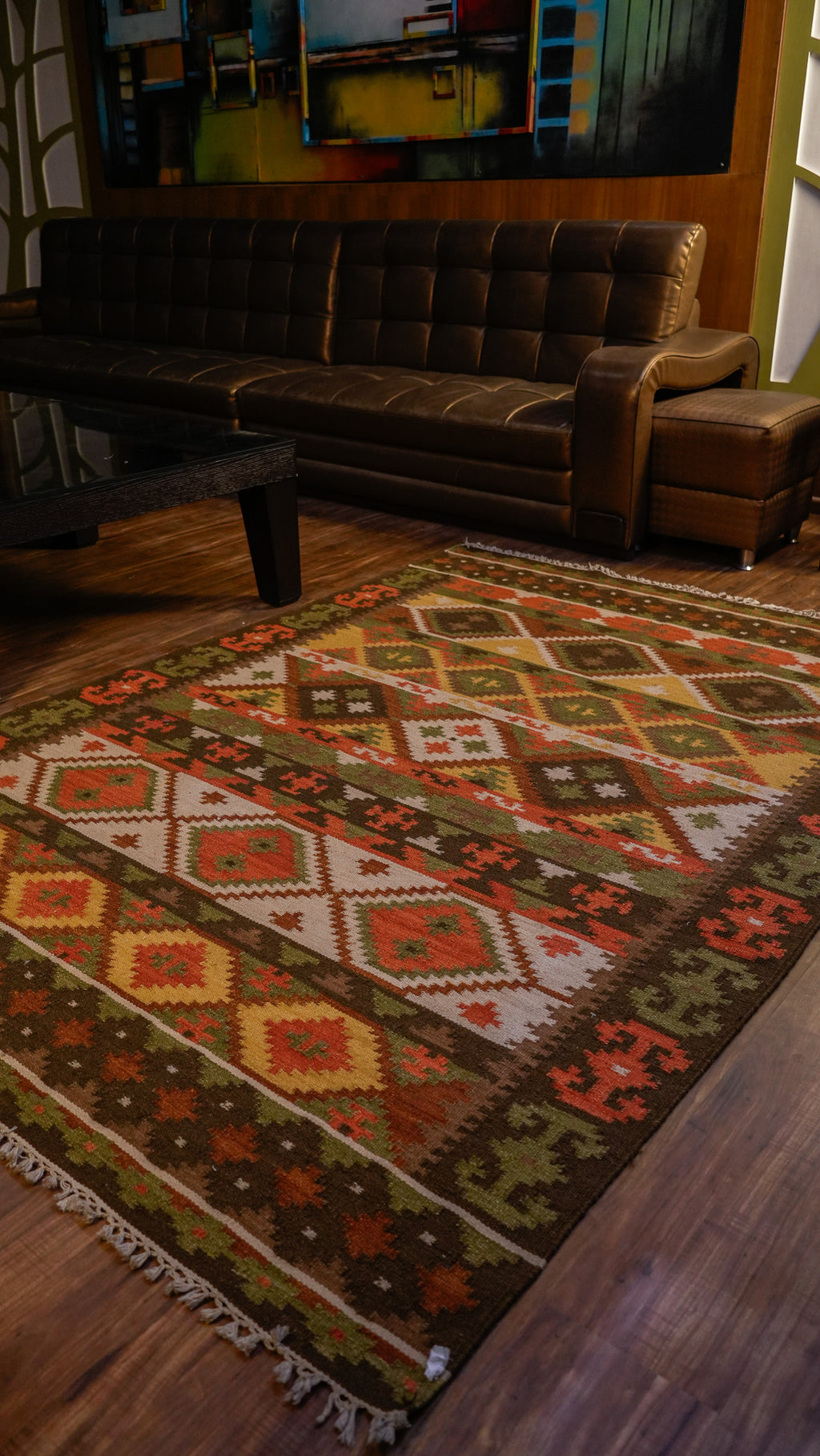 Saffron Weave Hand-Woven Woolen Kilim Rug