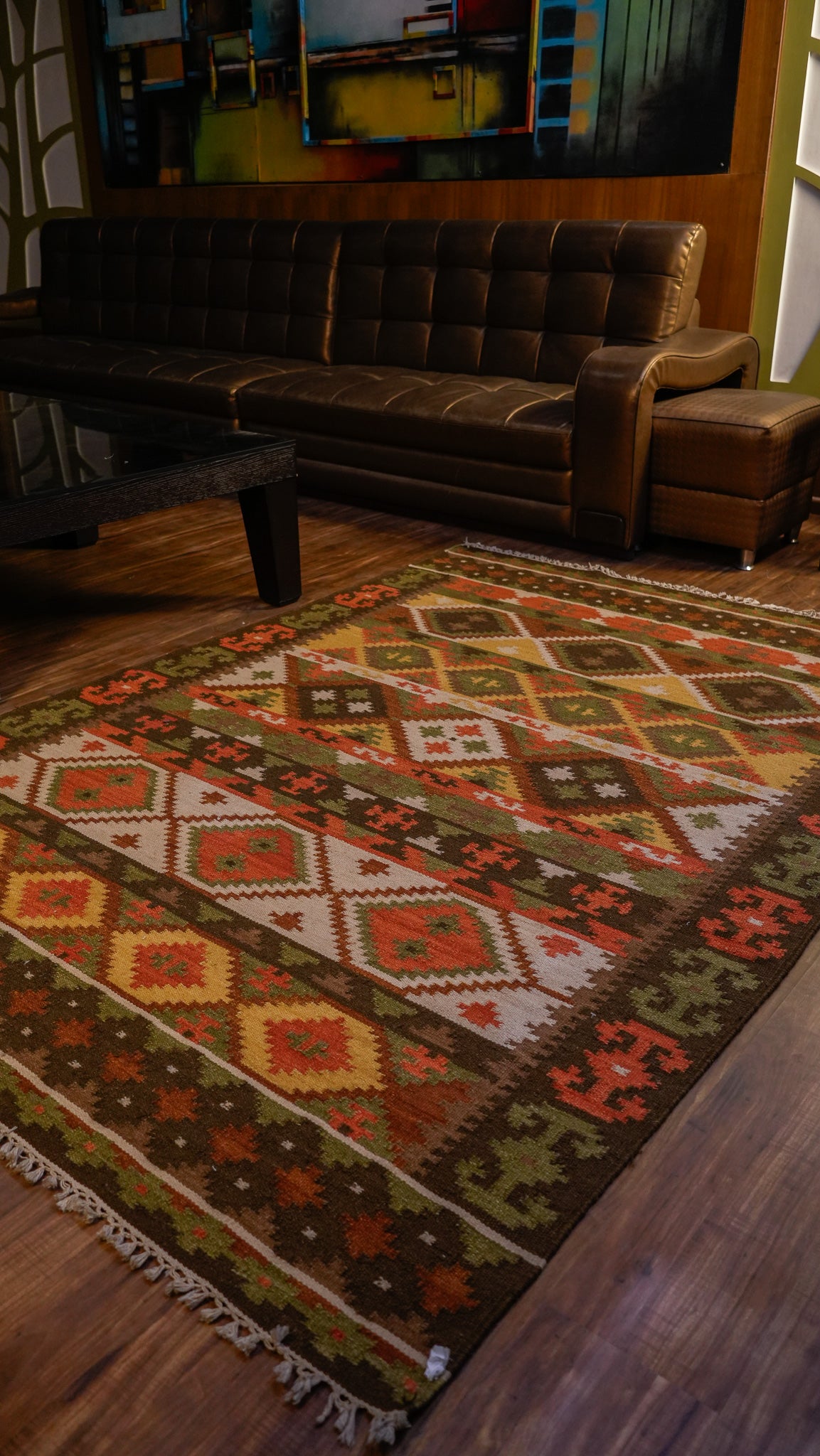 Saffron Weave Hand-Woven Woolen Kilim Rug