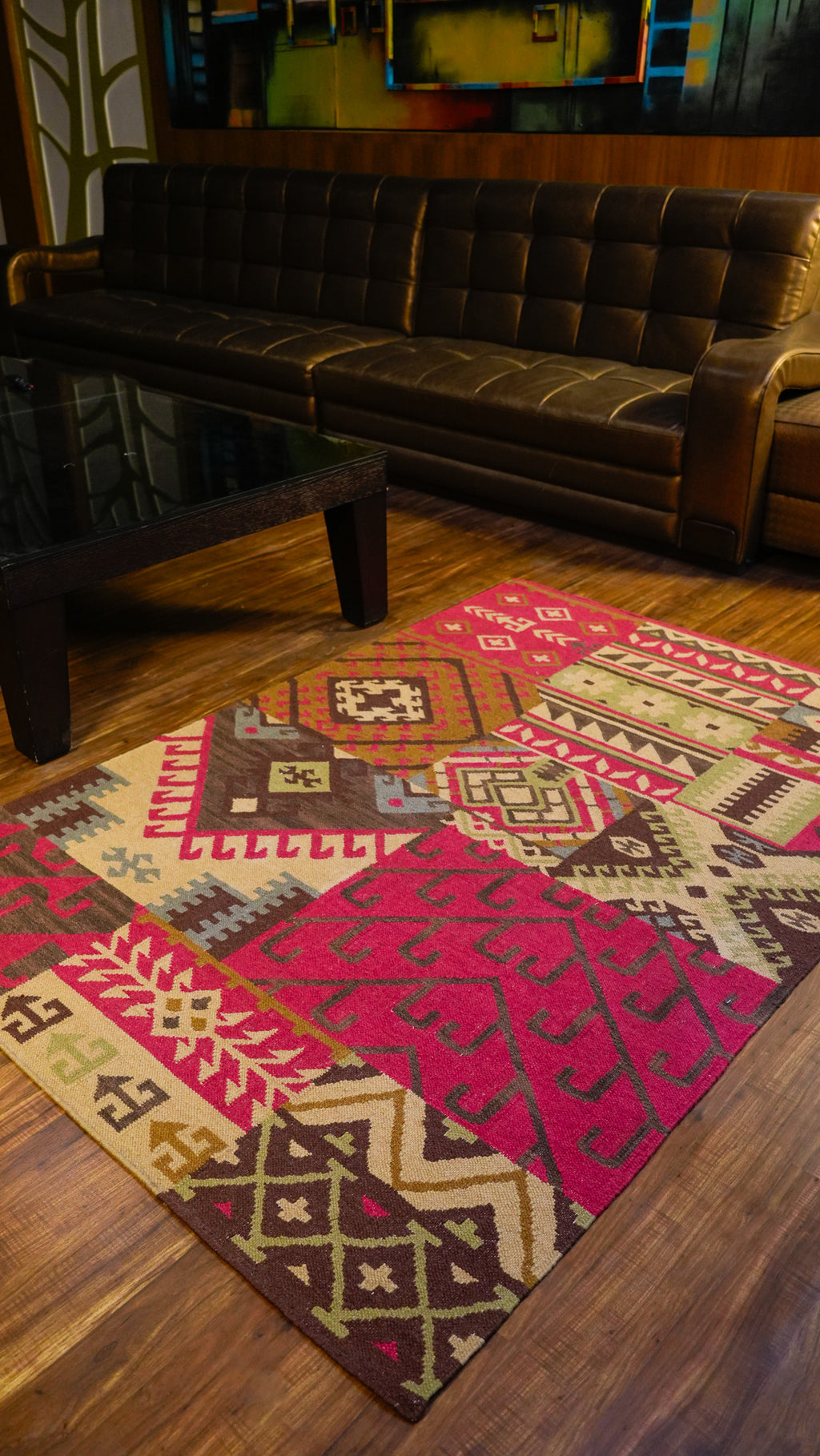 Metro Mosaic Hand-Woven Woolen Kilim Rug