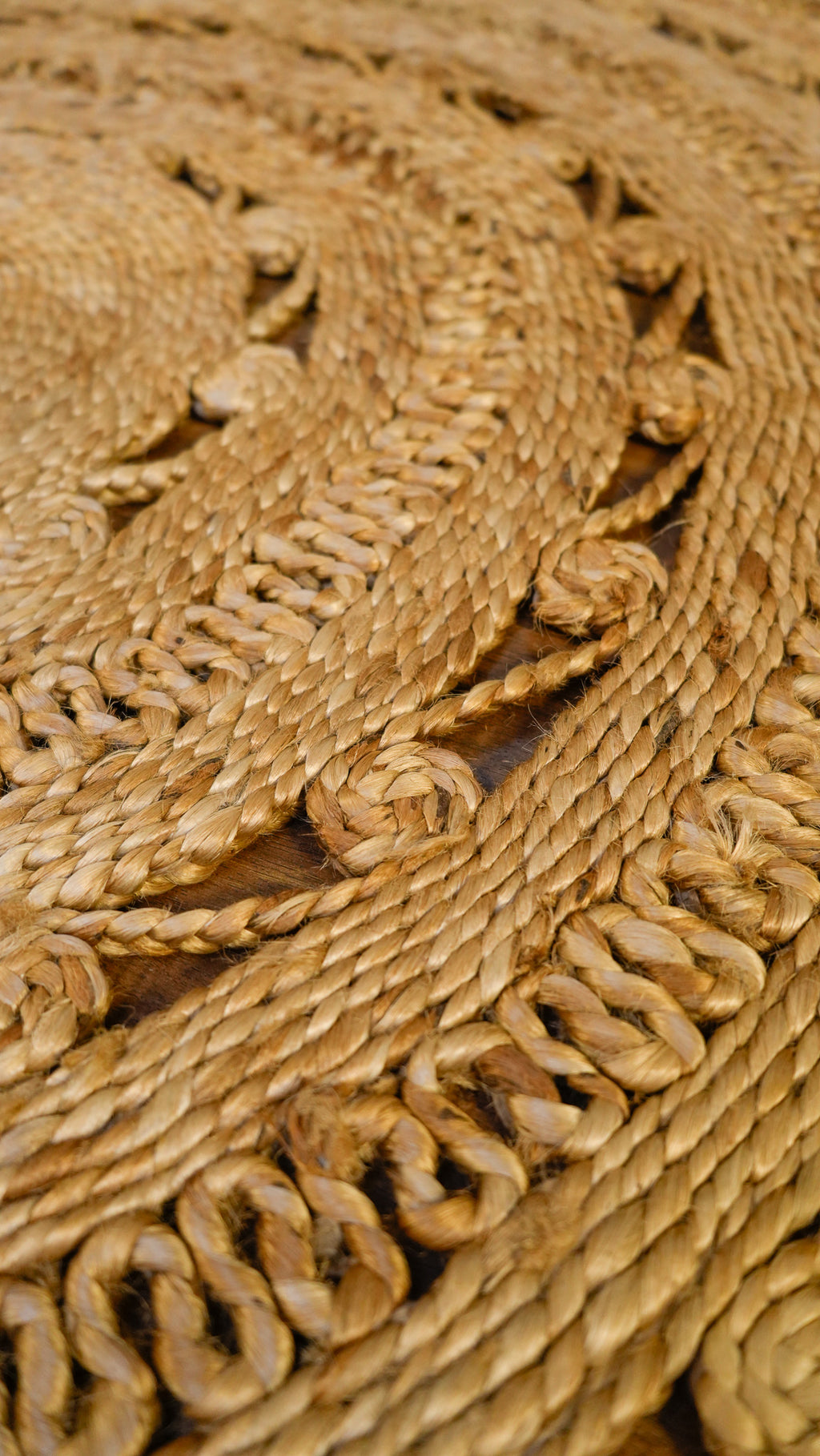 Golden Crochet Rug Hand Woven 100% Jute Rug