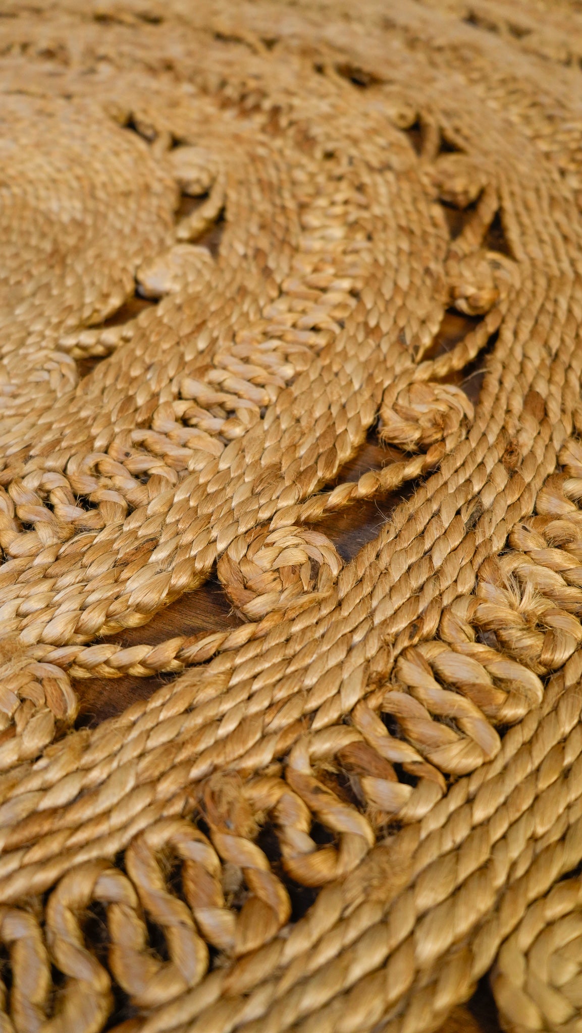 Golden Crochet Rug Hand Woven 100% Jute Rug