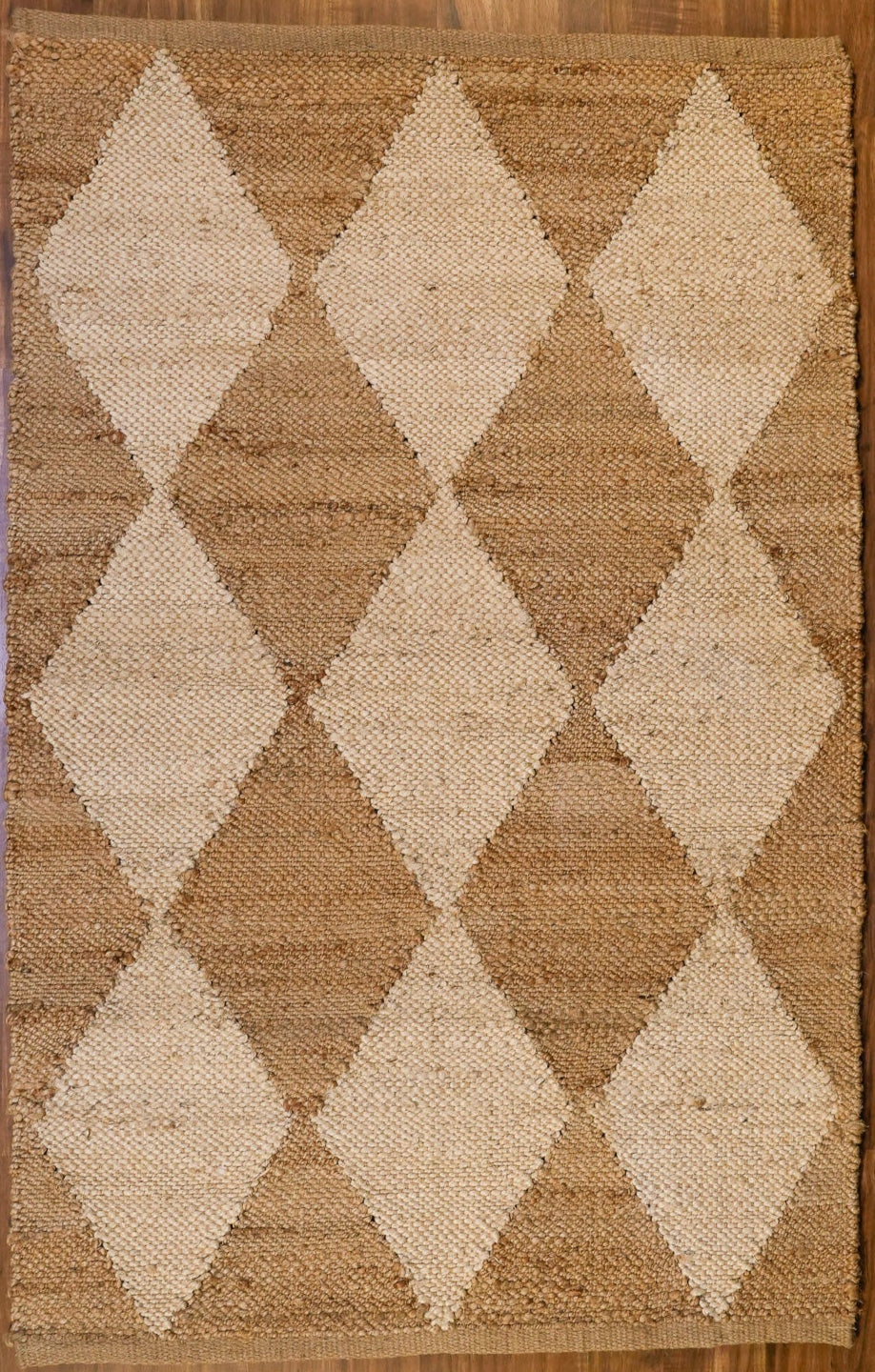 Diamond Woven Jute Rug Hand Woven 100% Jute Rug