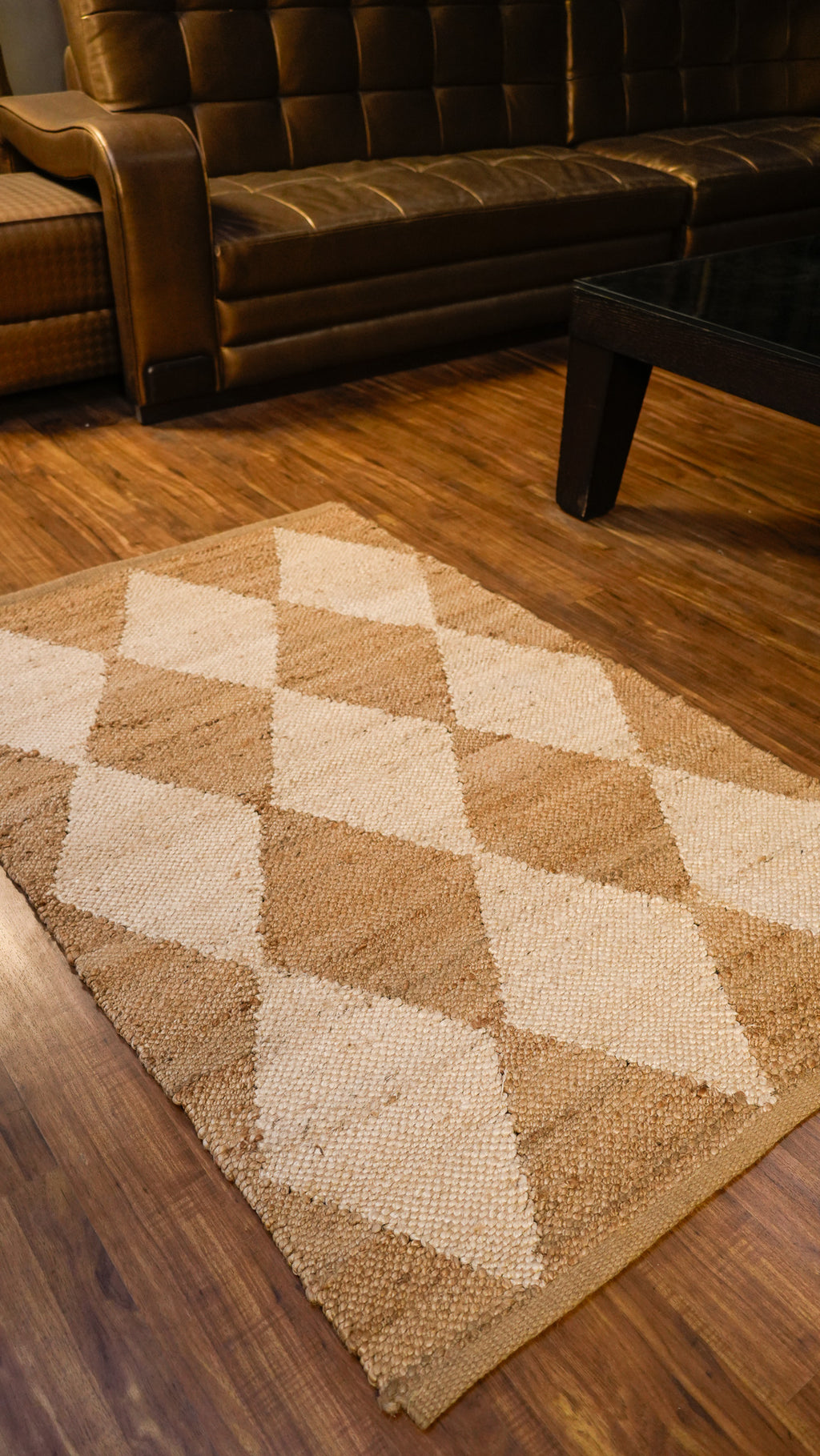 Diamond Woven Jute Rug Hand Woven 100% Jute Rug