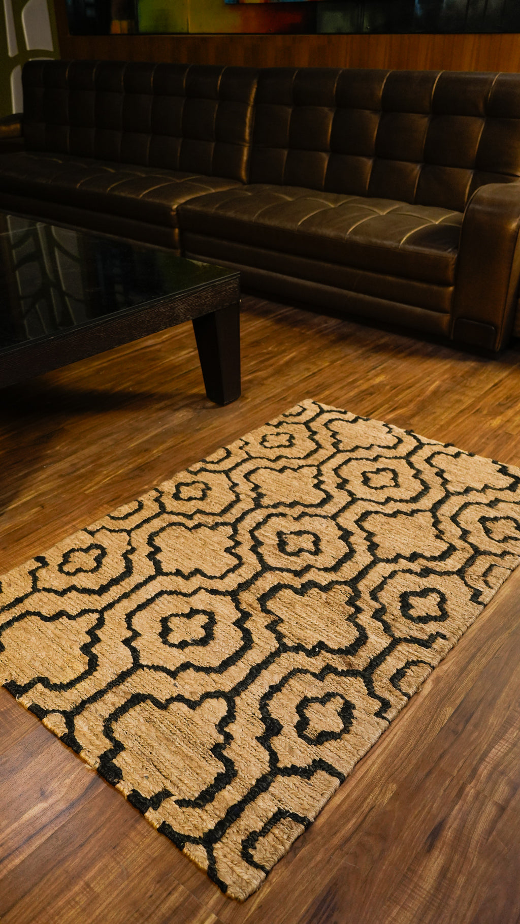 Earthen Motif Jute Rug Hand Woven 100% Jute Rug