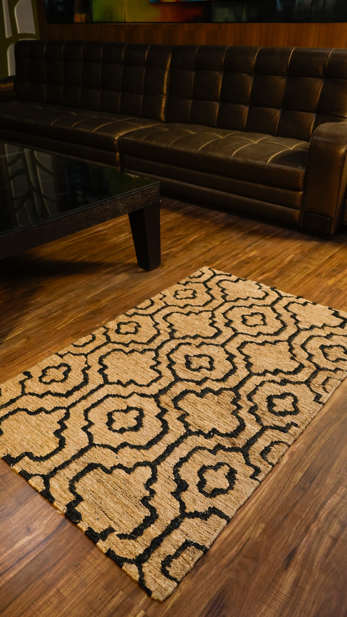 Earthen Motif Jute Rug Hand Woven 100% Jute Rug